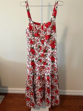 Alexis Embroidered Floral Red & White Sundress